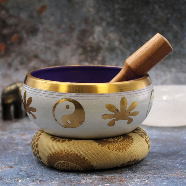 Campana Tibetana set-Yin e Yang-Bianca-Viola-Pleyas