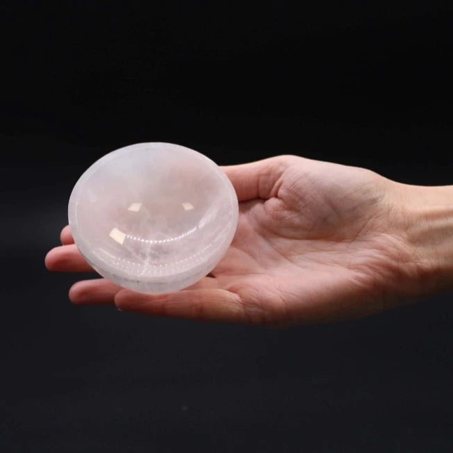 Ciotola Selenite Rotonda 8 cm dettaglio-Pleyas