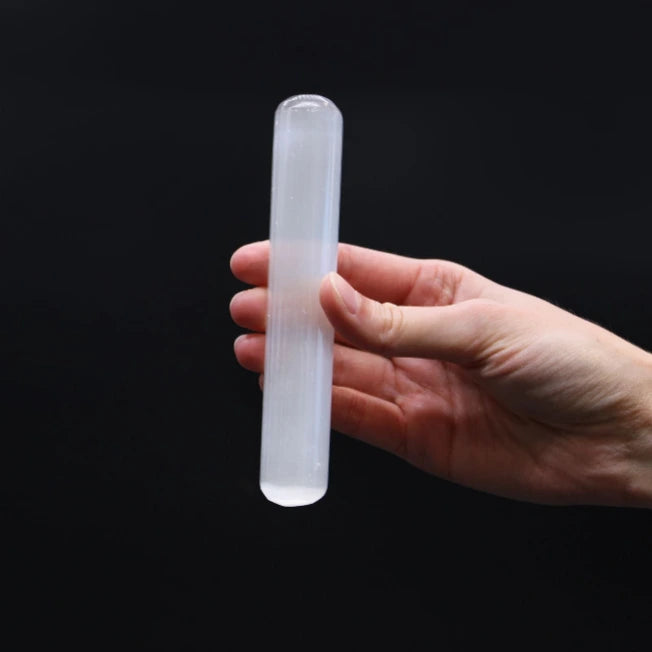 Bacchetta Selenita - 16 cm entrambe le estremità rotonde - Pleyas
