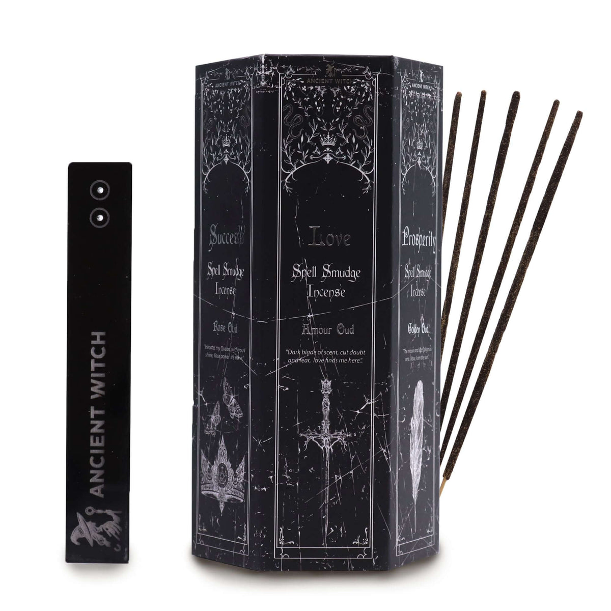 Bastoncini di incenso e packaging del kit completo rituali e pendoli - Pleyas