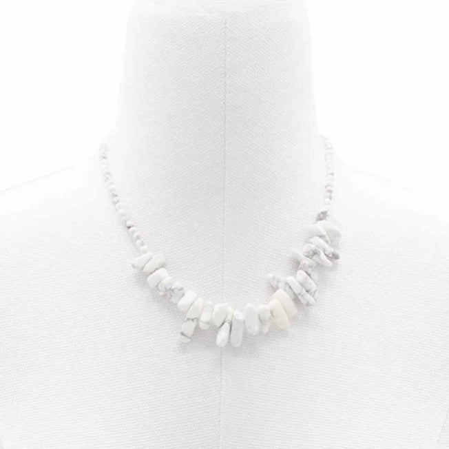 Collana Chips Lunghe Diaspro Bianco Pietra Naturale - Pleyas