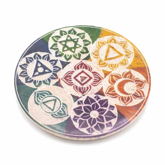 Portaincensi Disco Steatite 10cm Sette Chakra