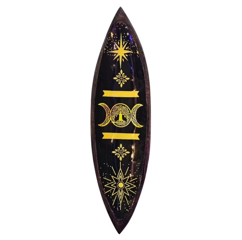 Portaincenso Smaltato Manico Legno Tripla Luna