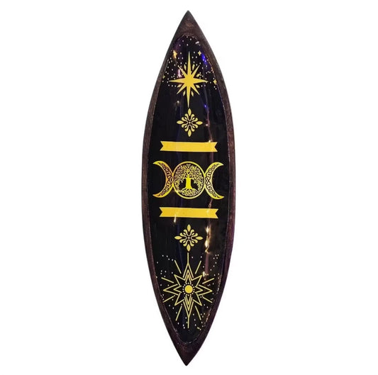 Portaincenso Smaltato Manico Legno Tripla Luna