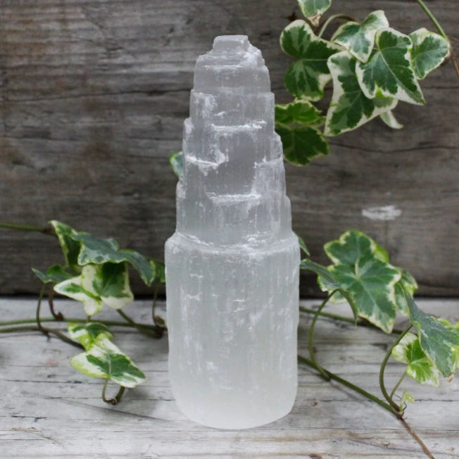 Torre in Selenite 15 cm-Pleyas