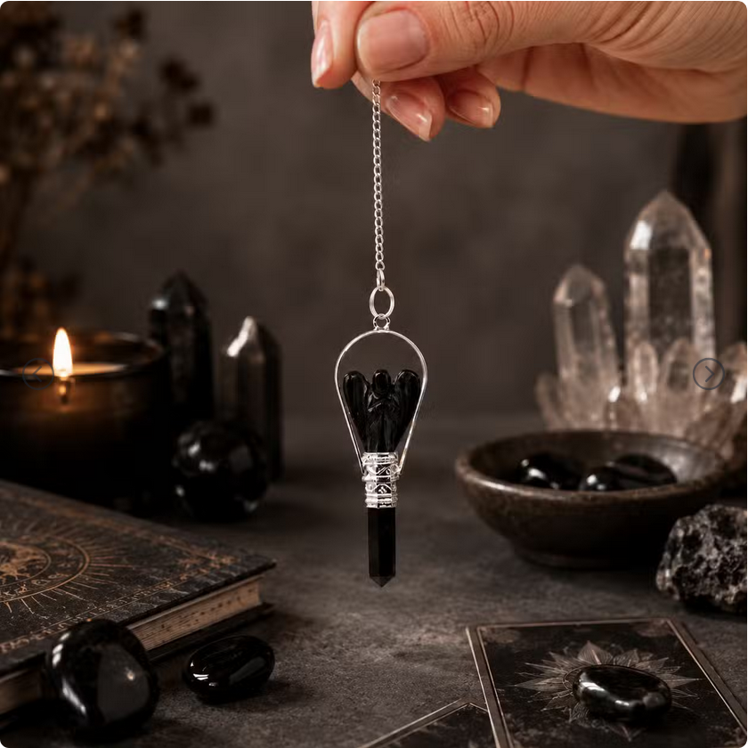 Pendolino magico Angelo con anello-Agata Nera-Pleyas