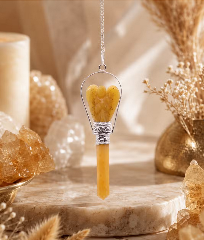 dettaglio Pendolino magico Angelo con anello-Quarzo Giallo-Pleyas