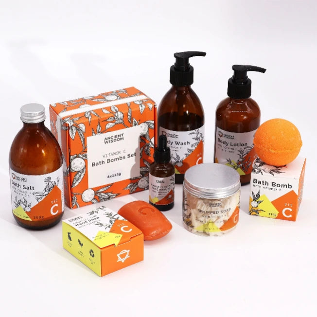 Linea prodotti bodycare e skincare alla Vitamina C con sapone e siero viso - Pleyas