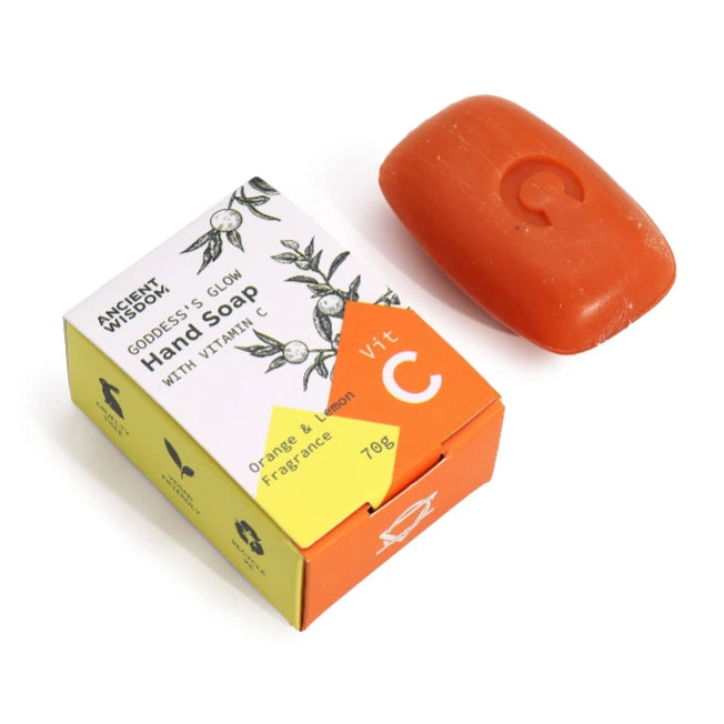 Panetto di sapone solido mani illuminante alla Vitamina C con scatola - Pleyas