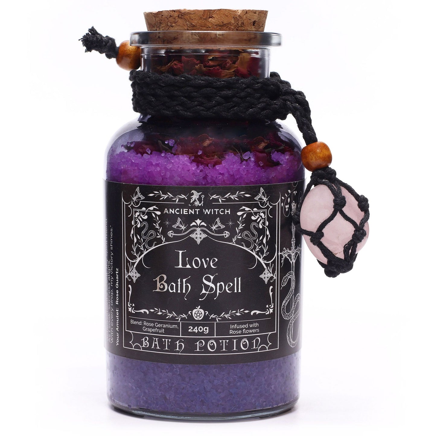 Sacchetto pozione da bagno Magia Antica Amore con amuleto in quarzo rosa - Pleyas