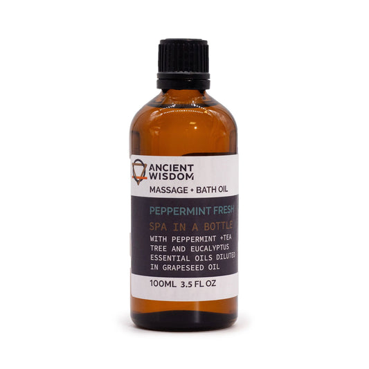 Olio da massaggio Menta fresca 100ml-Pleyas, con oli essenziali di menta per rinfrescare corpo e mente.