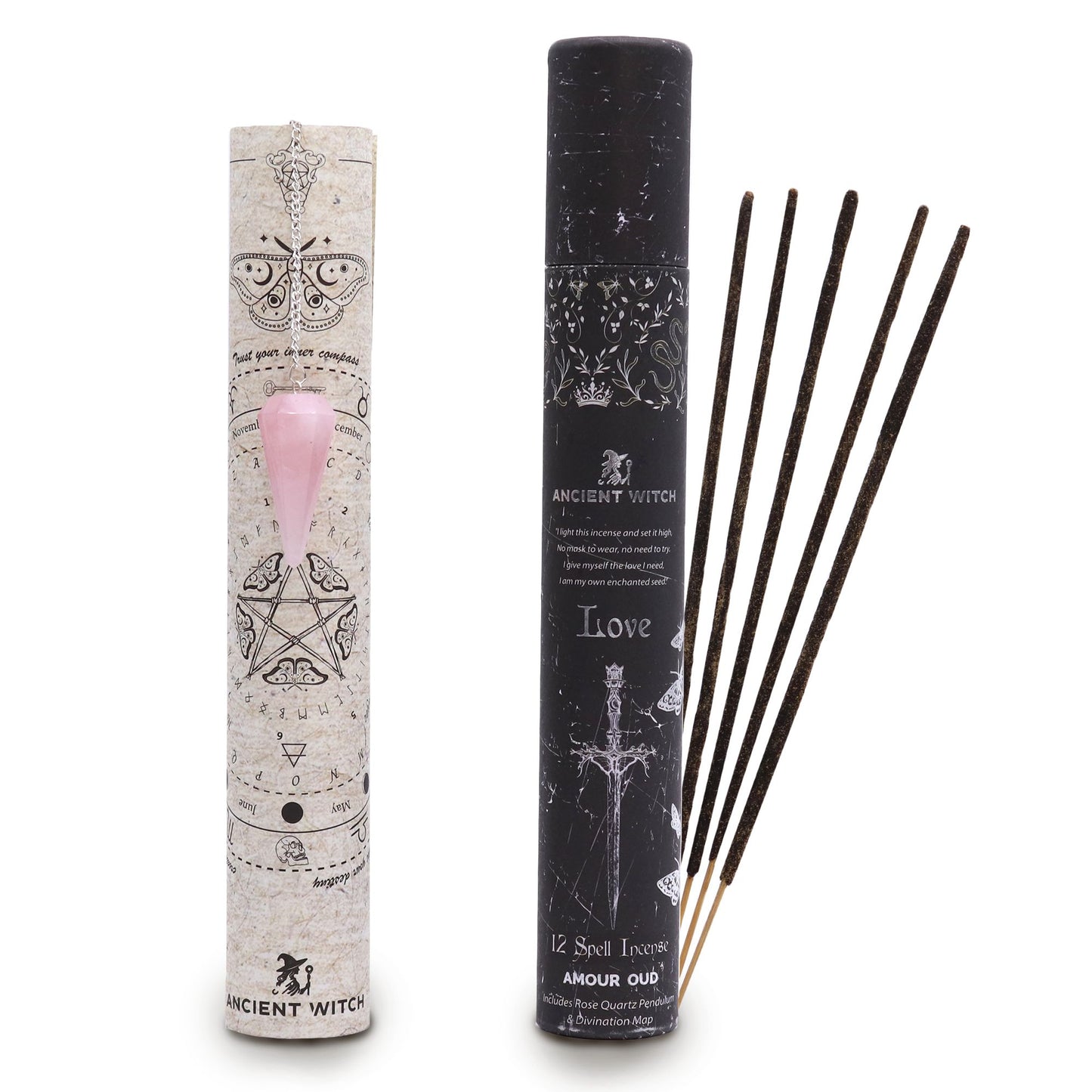 Incenso Rito di Magia Antica - Amore - Pendolo in Quarzo Rosa-Pleyas