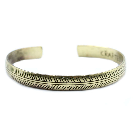 Braccialetto Tibetano Ottone Foglia Tribale Sottile-Pleyas