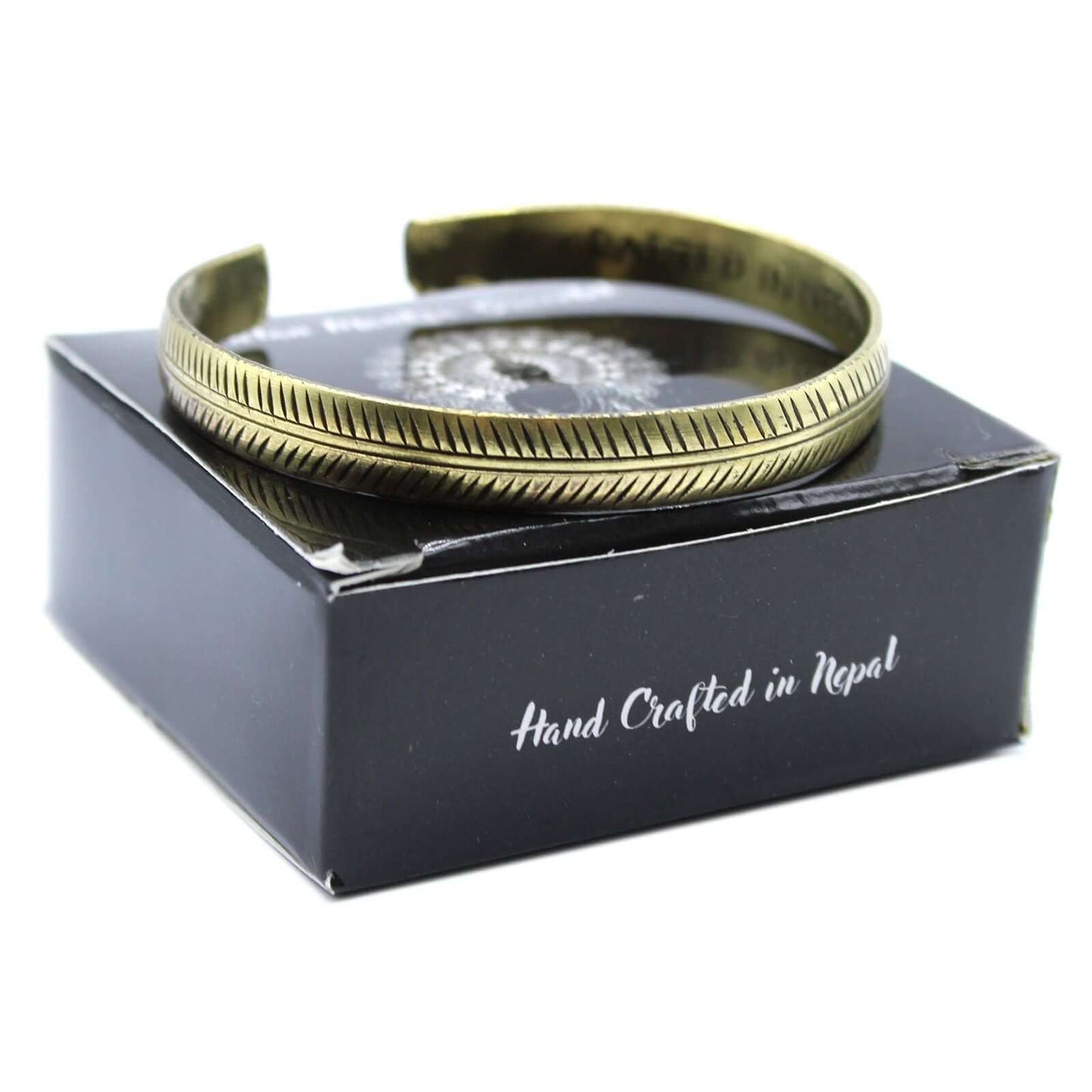 Braccialetto Tibetano Ottone Foglia Tribale Sottile confezione-Pleyas