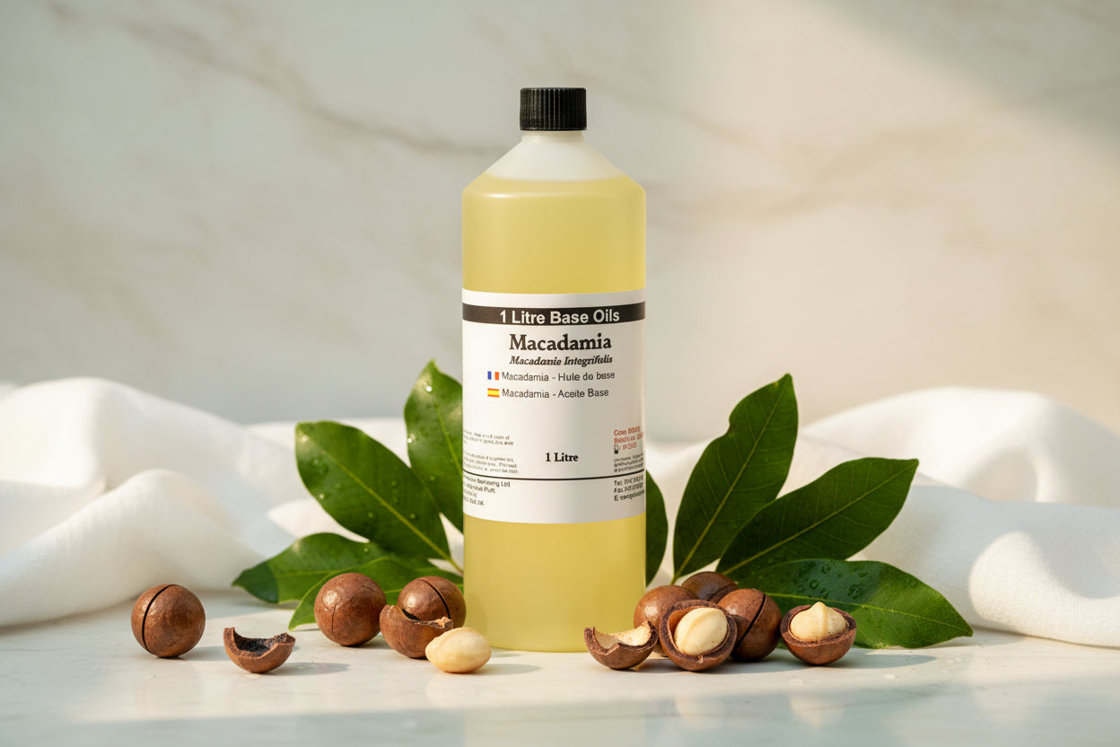 Flacone olio base di macadamia 1 litro uso cosmetico – Pleyas