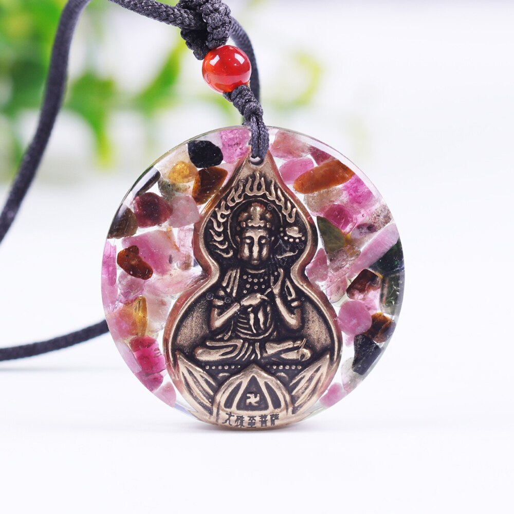 Orgone Pendant Buddha Energy Generator Tourmaline Necklace For Emf Protection Meditation Healing Chakra Crystal Wedding Gift-0
