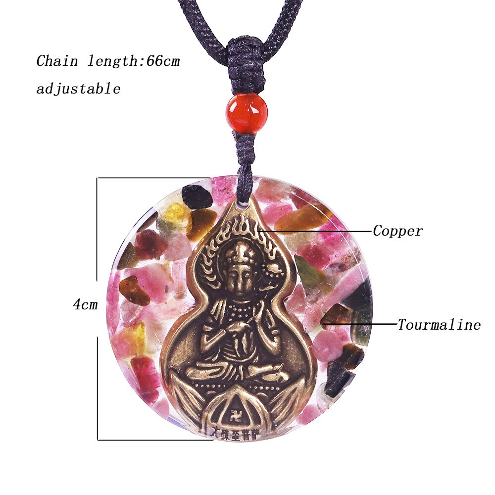 Orgone Pendant Buddha Energy Generator Tourmaline Necklace For Emf Protection Meditation Healing Chakra Crystal Wedding Gift-4